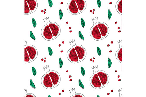 تصویر زمینه پترن انار قرمز به همراه برگ درخت انار مخصوص شب یلدا